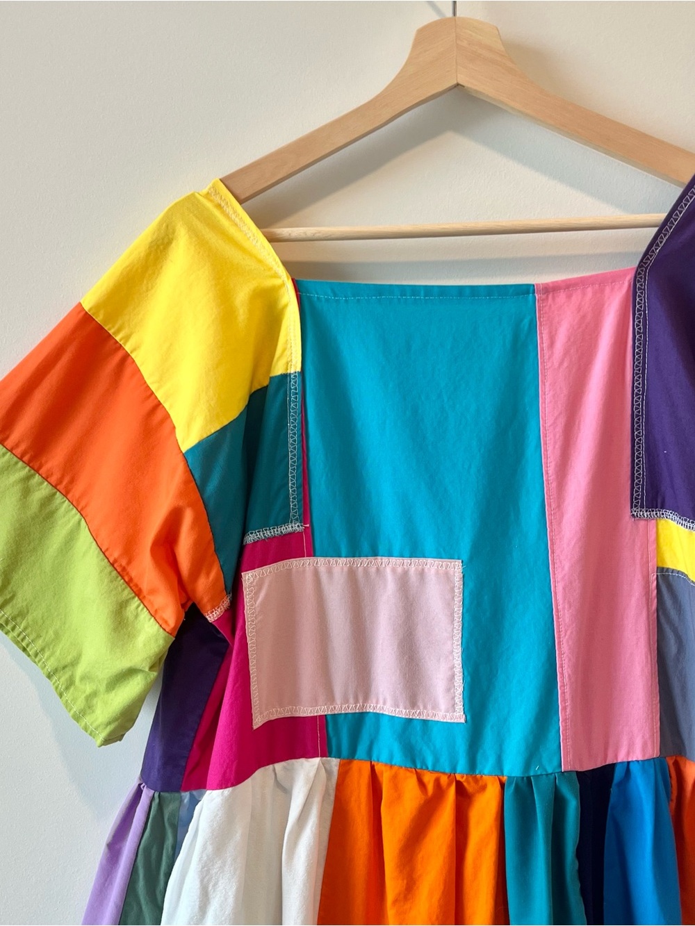 Handmade Quilted Patchwork Colorblock Dress SKU 08121 - Picture 14 of 16
